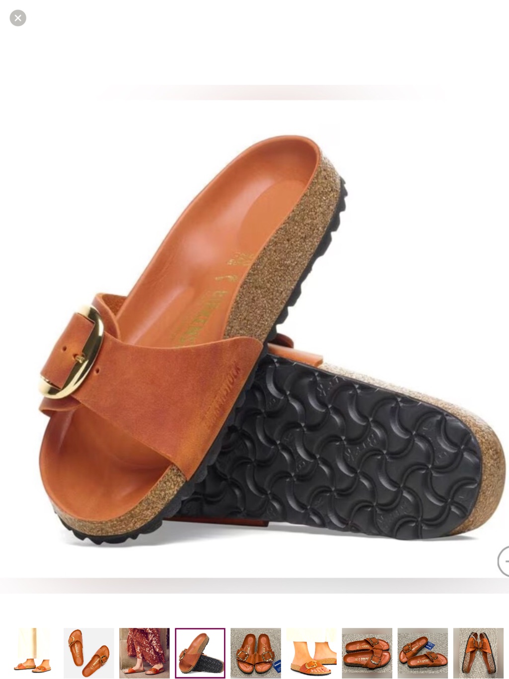 Birkenstock Orange Madrid Big Buckle With Gold Buckle Accent